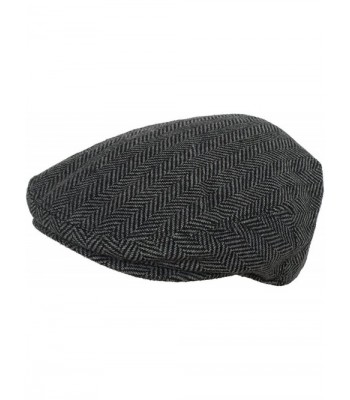 Wool Blend Herringbone Winter Ivy Scally Cap Flat Driver Hat 5 Point Newsboy - Grey - C2128SASFCJ