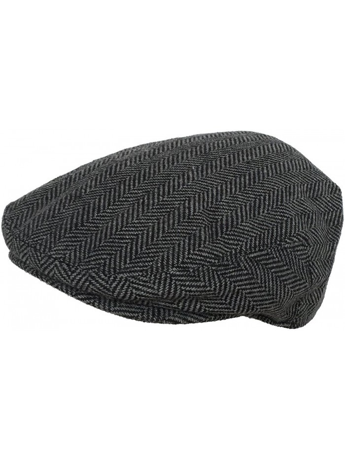 Wool Blend Herringbone Winter Ivy Scally Cap Flat Driver Hat 5 Point Newsboy - Grey - C2128SASFCJ