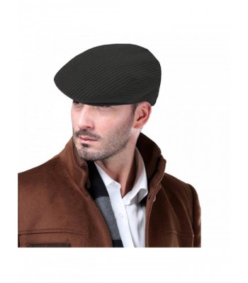 Epoch hats Men's Premium 100% Wool Classic IVY newsboy Collection Hat - Black - CI12BQVVY2B