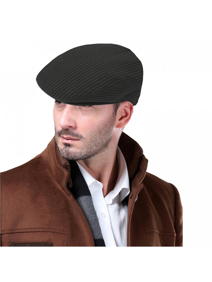 Epoch hats Men's Premium 100% Wool Classic IVY newsboy Collection Hat - Black - CI12BQVVY2B