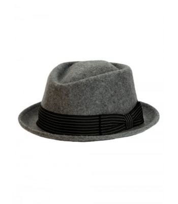 9th Street 100% Wool 'Boxer' Porkpie Hat (3 Colors) - Grey - C312M0Z90LT