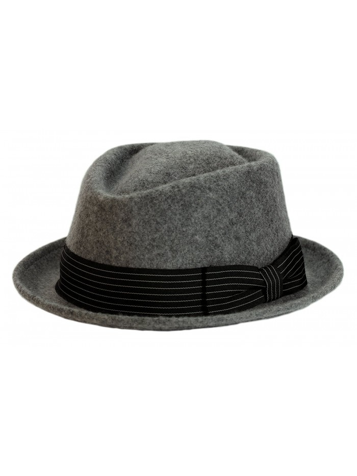 9th Street 100% Wool 'Boxer' Porkpie Hat (3 Colors) - Grey - C312M0Z90LT