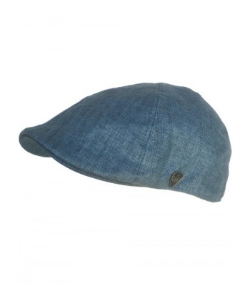 100% Linen Summer Pub Hat 6 Panel Duck Bill Scally Cap - Blue - CE11W4ZR96J