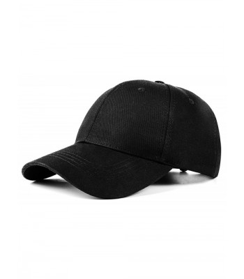 IZUS Unisex Plain Easy Adjustable Baseball Cap Hat Modern Design - Black - CJ183Q2H3NQ