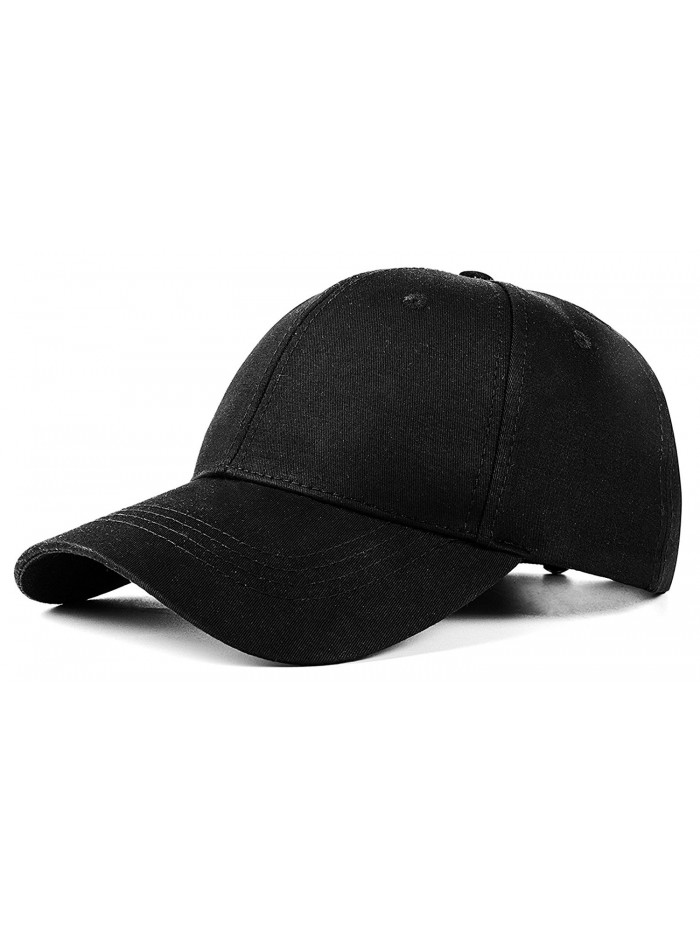IZUS Unisex Plain Easy Adjustable Baseball Cap Hat Modern Design - Black - CJ183Q2H3NQ