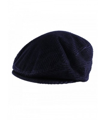 Morehats 100% Cotton Velvet Corduroy Newsboy Cap Gatsby Golf Hat - Navy - CI11RVSOAO7