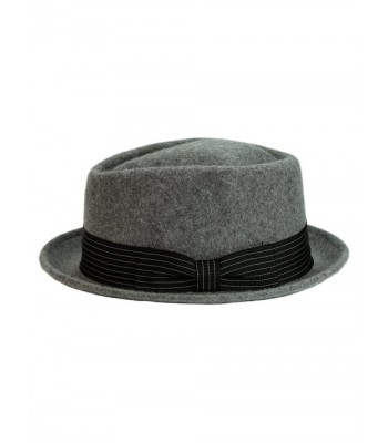100% Wool 'Boxer' Porkpie Hat (3 Colors) - Grey - C312M0Z90LT