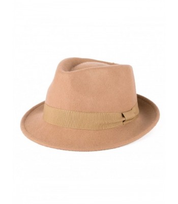 100% Wool Trilby Hat With Grosgrain Band Handmade In Italy - Beige - CO12EW85A4R