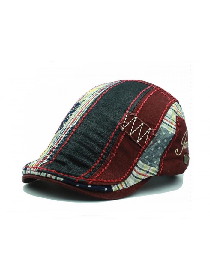 Multicolored Plaid Patchwork Cotton Flat Cap Cabbie Hat Newsboy Ivy Cap ...