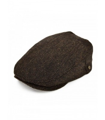 VOBOOM Wool Tweed Flat Cap Herringbone Newsboy caps Cabbie hat - Coffee - C1183KR2LE2