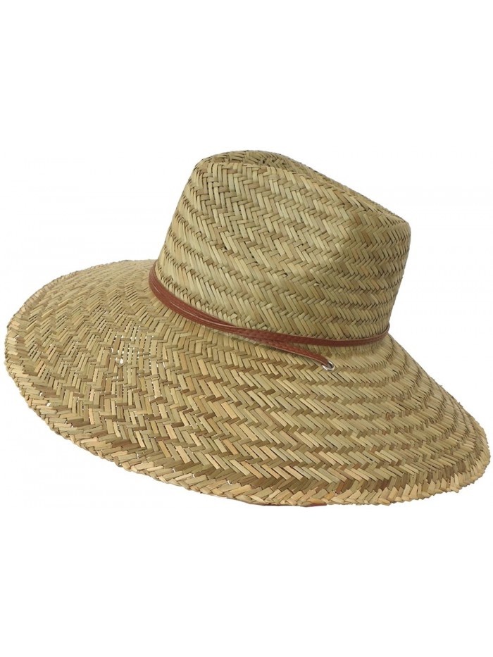 Super Wide Brim Lifeguard Hat Lindu Straw Beach Sun Summer Surf Safari Gardener - CF11XEMCN53