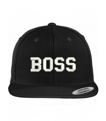 Trendy Apparel Shop Flexfit Boss College Font Embroidered Flat Bill Snapback Cap - Black - CY12IZK737L