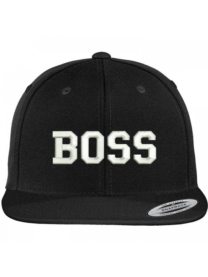 Trendy Apparel Shop Flexfit Boss College Font Embroidered Flat Bill Snapback Cap - Black - CY12IZK737L