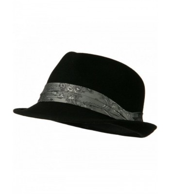 Wool Felt Fedora Hat with Satin Band - Black W18S41D - C111BKA2R2T