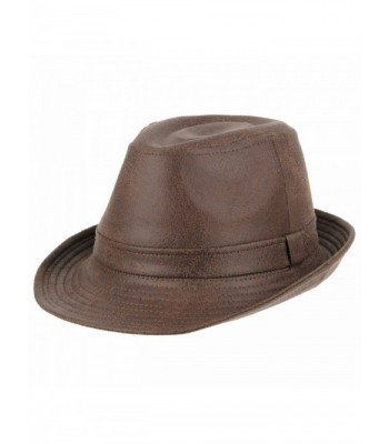 WITHMOONS Indiana Jones Faux Leather Fedora Hat LD3278 - Brown - CK12EVL6SS3