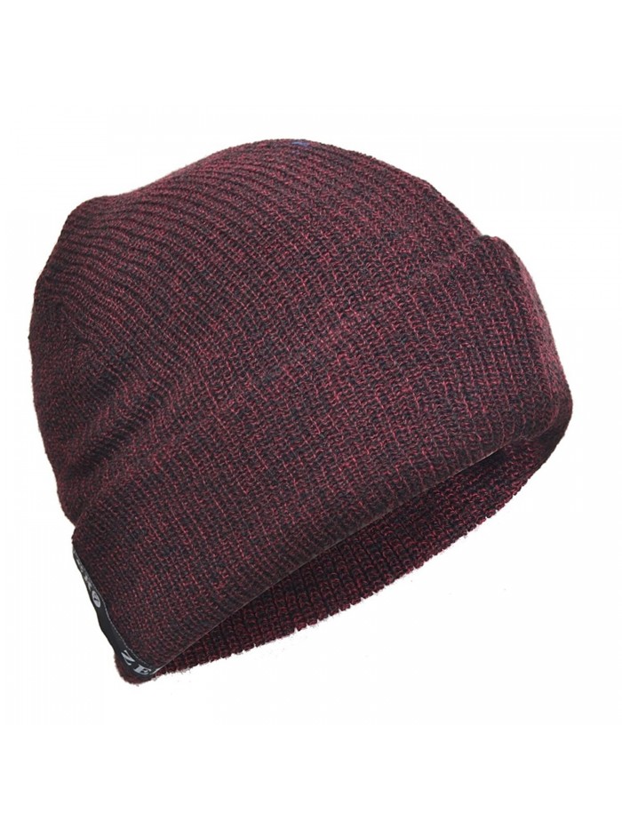 FORBUSITE Men Women Ribbed Knitted Daily Long Beanie - Red with Black - CE127TTHKZT