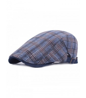 ZLSLZ Mens Cotton Plaid newsboy IVY Irish Cabbie Golf Cap Hat For Men - Blue - CO17YQY87YS