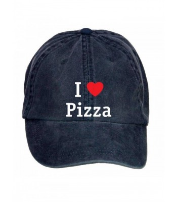 Woqucoo Vintage I Love Pizza Washed Cotton Baseball Cap Adjustable Hat - Navy - CA12N2540MC