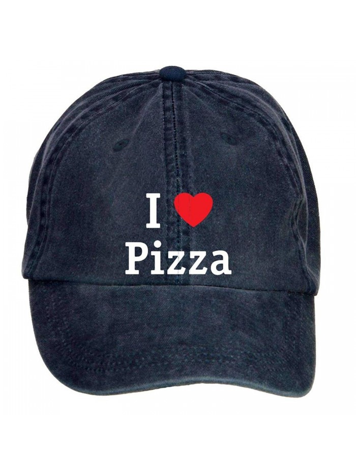 Woqucoo Vintage I Love Pizza Washed Cotton Baseball Cap Adjustable Hat - Navy - CA12N2540MC