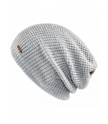 lethmik Merino Wool Slouchy Beanie-Mens&Womens Long Winter Hat Mesh Knit Cap Skully - Light Grey - CJ186HL5ITX