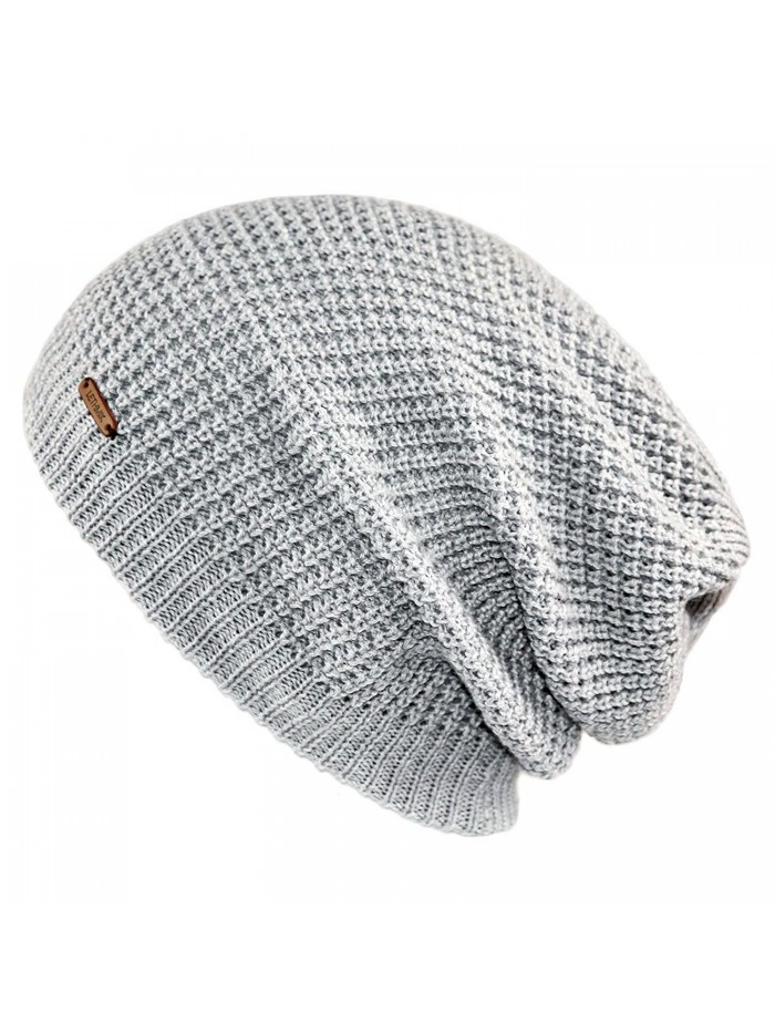 lethmik Merino Wool Slouchy Beanie-Mens&Womens Long Winter Hat Mesh Knit Cap Skully - Light Grey - CJ186HL5ITX