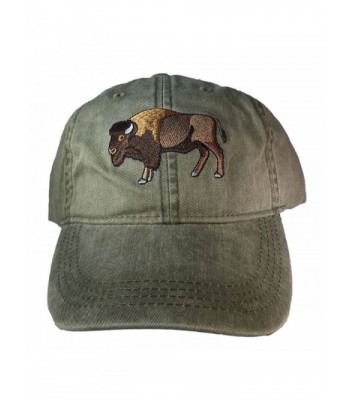 ECO Wear Embroidered Wildlife Bison Buffalo Baseball Cap - C812KQE76FN