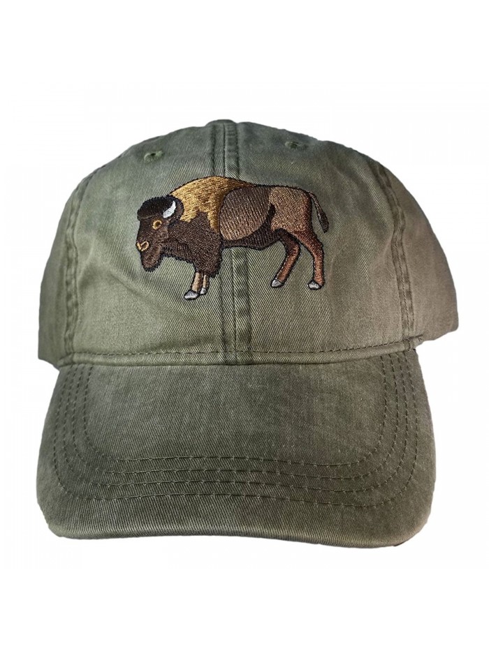 ECO Wear Embroidered Wildlife Bison Buffalo Baseball Cap - C812KQE76FN