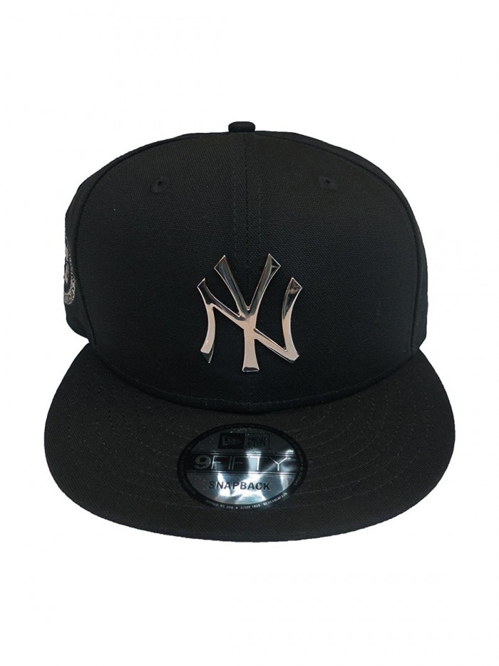 New York Yankees Blue Metal Badge Silver New Era 950 Mlb Hat Snap Cap Ny - Silverblack - C5186OUZDZZ