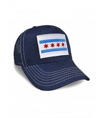 Strange Cargo Chicago Flag Denim Contrast Stitch Baseball Cap Hat - CA12O8PEBUL