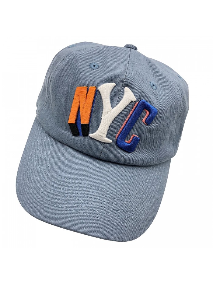 qumeng zzk QM NYC Baseball Cap Dad Hats 3D Embroidered Adjustable Snapback Cotton Unisex - Denim - C0187K06OOE