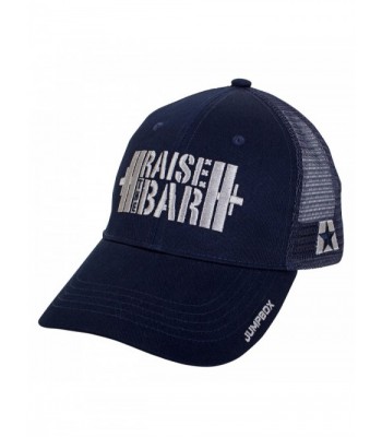 Raise the Bar Barbell Weightlifting - Blue - Curved Bill Snapback Trucker Hat - C212NUQ8MNY