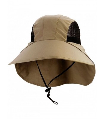 Juniper Large Bill Flap Cap with Mesh Sides - Khaki - CQ11LV4H6KX