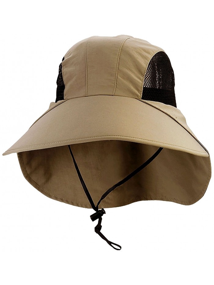 Juniper Large Bill Flap Cap with Mesh Sides - Khaki - CQ11LV4H6KX