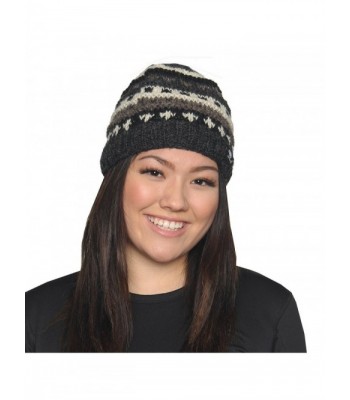 Lungta Imports KayJayStyles Nepal Hand Knit Beanie Skull Ski Wool Fleeced Hat - Natural 6 - CZ1896E6I4M