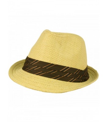 Men's Light Cool Summer Spring Fedora Trilby Pleat Band Hat Natural - C8118L4FERN