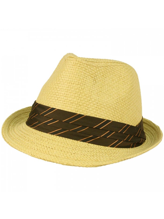 Men's Light Cool Summer Spring Fedora Trilby Pleat Band Hat Natural - C8118L4FERN