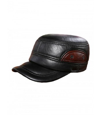 Classic Men's Real Leather Peaked Cap Winter Snow Warm Baseball Cap - Np206bl - CM17YWW3UHU