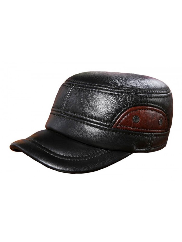 Classic Men's Real Leather Peaked Cap Winter Snow Warm Baseball Cap - Np206bl - CM17YWW3UHU