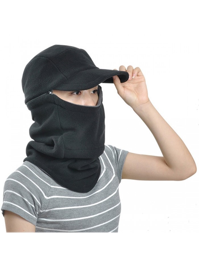 ECYC Masked Scarf Fleece Cap Hat Warm Windproof Balaclava for Women Men Winter - A04-black - CG120SO62CT