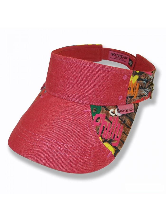 Hothead Wide Brim Sun Visor Hat in Graffiti with Red Denim - CF11D0VA60B
