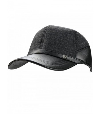 eYourlife2012 Men's Fall Winter Warm Woolen Peaked Baseball Cap Hat With Earmuffs Ear Flap - Black - CQ126JR4CET