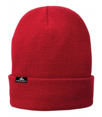 Koloa Surf Soft & Cozy Fleece Lined Fold Beanies in 12 Colors - Athletic Red - CG128VOJUQD