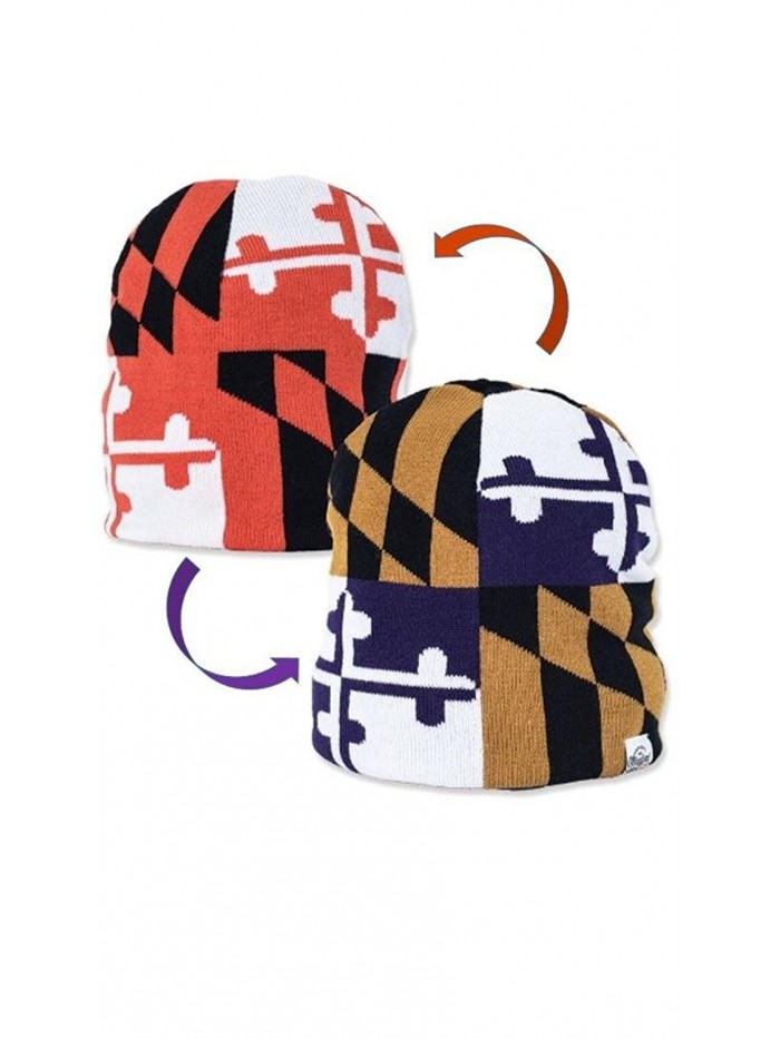 Maryland Reversible Flag Knit Hat Beanie (One Size Fits Most) - CR12O1FQZ09