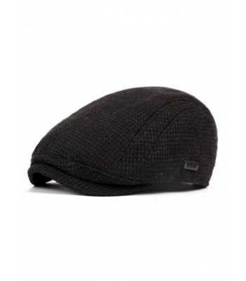 ZLSLZ Mens Knitting Adjustable IVY newsboy Cabbie Gatsby Golf Beret Newsie Hat Cap - Black - CA18697D00I