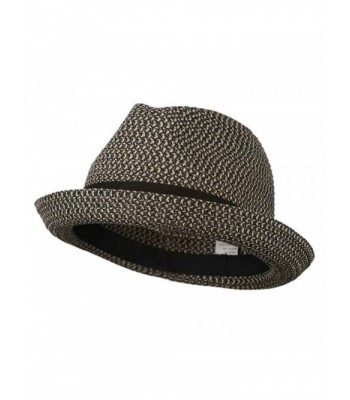 Men's Fedora with Paper Straw Braid - Black Grey - C511D3H5E0F