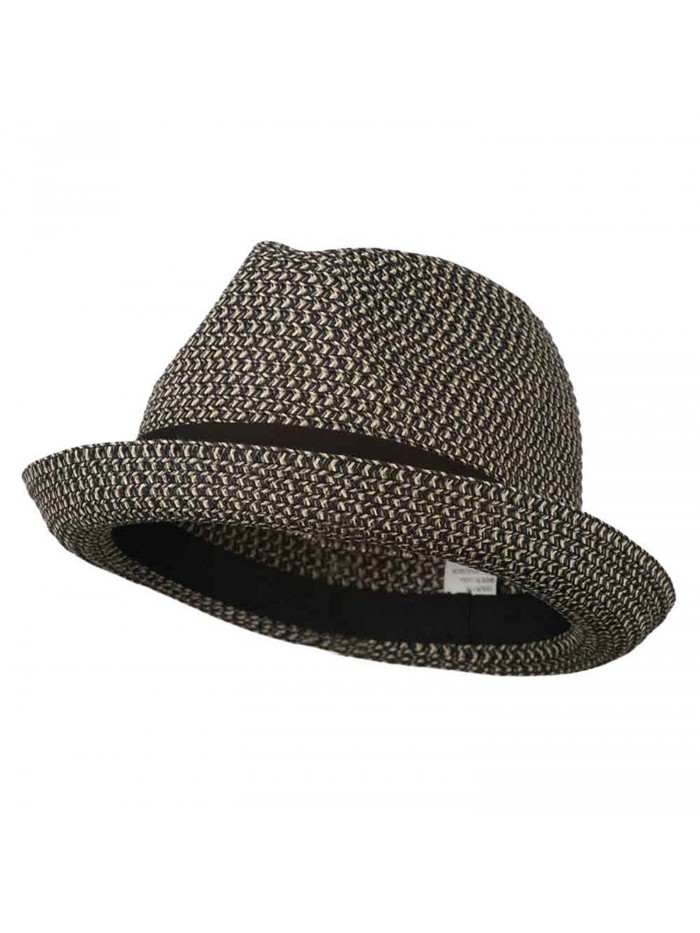 Men's Fedora with Paper Straw Braid - Black Grey - C511D3H5E0F