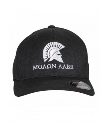 Bang Bang Apparel Men's 'Molon Labe' Embroidered Flexfit Baseball Cap - Black With White Stitching - CD184EZOE2O