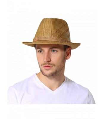 Sedancasesa Fedora Paper Straw Hat Short Brim Panama Hats Unisex Trilby Gangster - Green - CN186RC5CQC