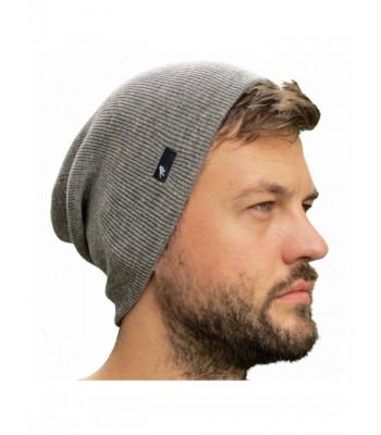 Slouch Beanie Hat for Men (Skull Cap) with Bonus Keychain (Many Colors) - Light Grey - CZ12NDVH5F2