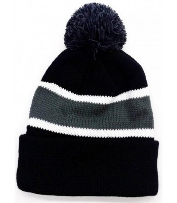 Koopa Shop Pom - pom stripe Beanie - GrEy/Black - CL11R4OWJMT